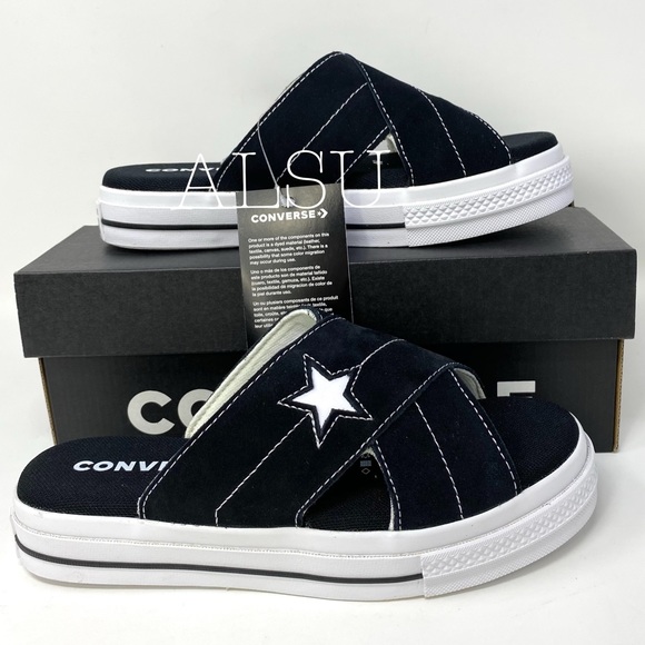 🌸Sale🌸 NEW Converse One Star Sandal Suede Slip Black Egret Women's 564143C - Picture 2 of 9